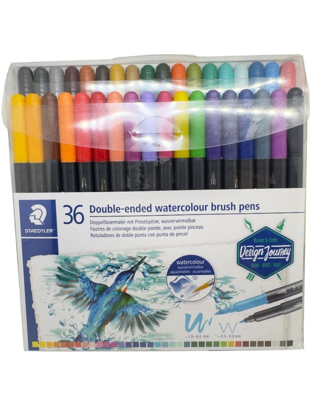 Staedtler 36 Double-Ended Watercolor Brush Pens Flexible Brush Fine Tips Vibrant